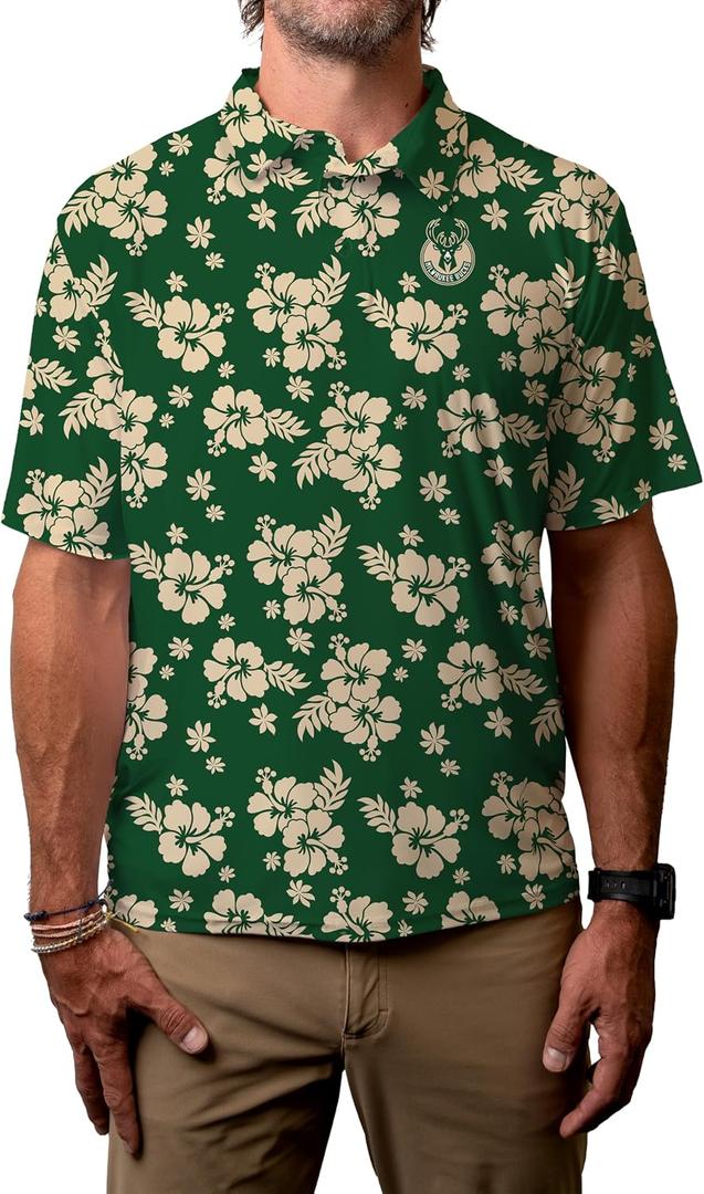 Blue 84 Men's NBA Officially Licensed Short Sleeve Performance Polo Floral