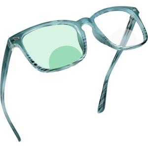 YEIN Bifocal Reading Glasses with Blue Light Blocking Lenses, Bifocal Reader for Women and Men, Vintage Square frame with Spring Hinge (+0.00/+2.00 magnification)