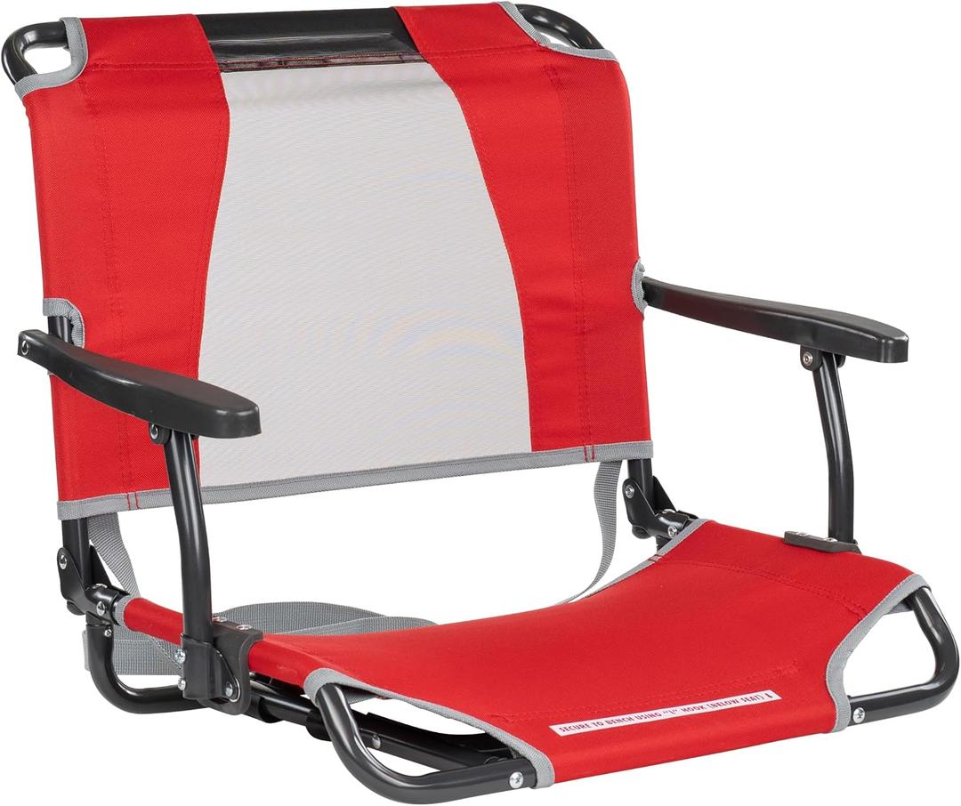 GCI Outdoor Comfort Chair and Stadium Seat, Big comfort stadium chair, armrests, Red, 23.6"D x 22.8"W x 16.3"H