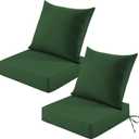 Patio Cushions for Outdoor Furniture, 24x24 Outdoor Couch Cushions, Waterproof & Fade-Resistant Patio Chair Cushions with Removable Cover, Replacement Outdoor Deep Seat Cushion, Forest Green(Set of 2), 24*24+5.75/25*22.5"