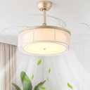 Gold 42'' Retractable Fandelier Celing Fans with Lights, Boho Chandelier Ceiling Fan with Light Remote Control, Caged 6 Speed for Bedroom, Dinning Room, Living Room