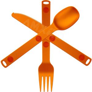 Magnetic Camping Utensils Set, Portable & Reusable Metal Travel Flatware, Camping Cutlery Set, Knife, Fork & Spoon, 3-PACK, Orange