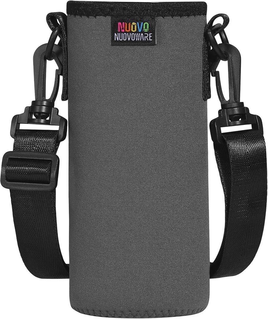 Nuovoware Water Bottle Carrier Bag, Premium Neoprene Portable Insulated Water bottle Sling Holder Bag 1000ML with Adjustable Shoulder Strap for Men Women Hiking, Sling Bottle Bag Case (500ml, Black)
