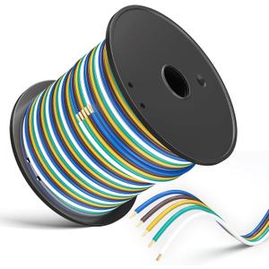 LIMICAR 100FT 5-Way Trailer Wiring Harness Kit, 18 Gauge Bonded Wire for Boat Trailer, RV & Camper  Color-Coded, Electric Brake Compatible (Green, Yellow, Brown, Blue, White)