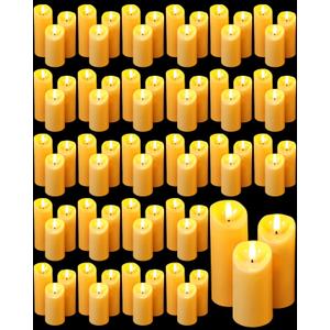 72 Pcs Large Flameless Candle Bulk Flameless Pillar Candles Decor for Wedding Proposal Valentine Romantic Night for Him 2 Aa Battery Operated (Not Included) Communion Church Candles