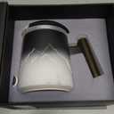 Tea Cup with Infuser, 13.5oz Ceramic Tea Infuser Mug with Wood Handle and Cup Lid, Tea Strainer Cup for Loose Leaf Steeping, Black&White