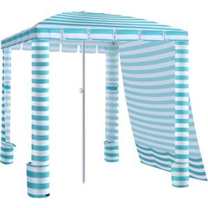 Umineux Beach Cabana - 6FT Beach Canopy with Side Wall, Easy Setup Beach Tent Sun Shelter, Waterproof Tent - Portable Shade for Whole Family (Green Stripes)