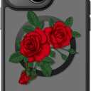 FUNMIKO for iPhone 14 Case Military-Grade Protection & Wireless Charging - Trendy Floral Design for Women Girls, Non-Slip Matte Phone Cover with Shockproof Corners - Blooming Red Rose