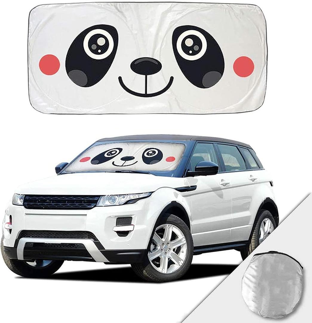 HOMEYA Car Windshield Sunshade, Cartoon Panda Auto Sun Shade Foldable Sun Visor Protector UV Ray Reflector Shield to Keep Vehicle Cool & Damage Free Protect Kids Baby & Pets (59 x33.5 Inch) (Panda)