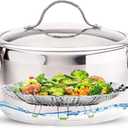 Consevisen Vegetable Steamer Basket for Cooking Food, Stainless Steel Veggie Steam Basket for Pot, Folding Expandable Steaming Insert with Extendable Handle Fits Various Size Pot, 5.1" to 9"