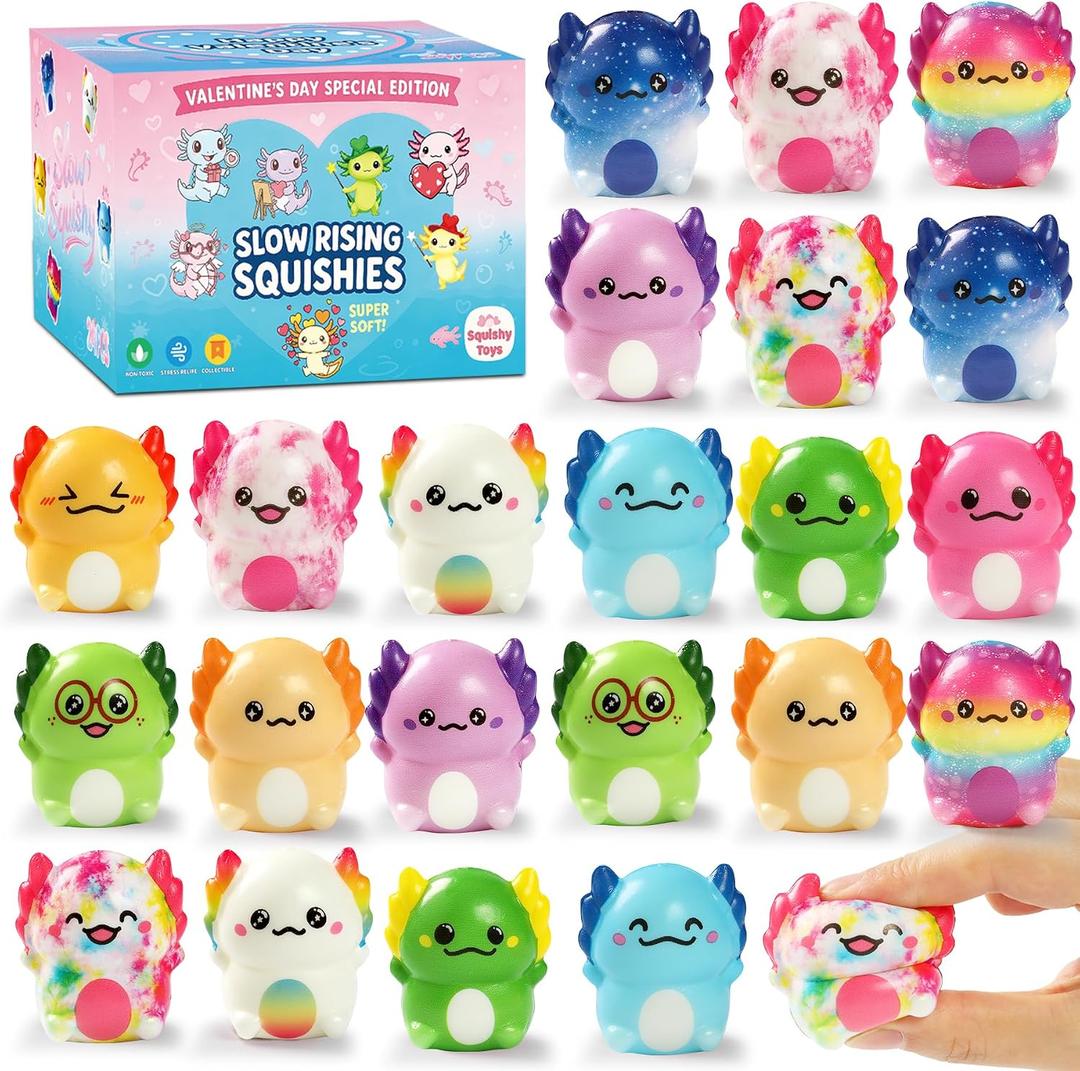 24pcs Axolotl Slow Squishy Toy,Axolotl Stress Relief Fidget Toy,Slow Rising Squishy Stress Fidget Toys,Axolotl Squishies Party Favors for Kids