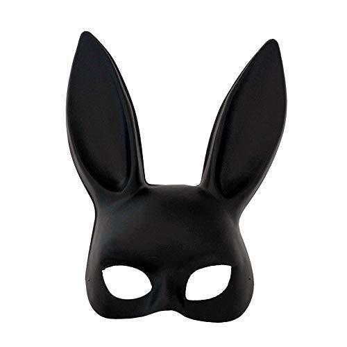  Dzrige Halloween Bunny Mask Rabbit Ears Mask Bunny Half Mask for Birthday Easter Halloween Masquerade Cosplay Party Costume Accessory (Matte Black) : Clothing, Shoes & Jewelry