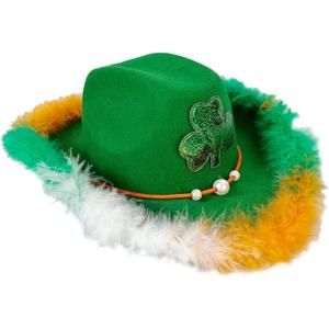 St. Patrick's Day Shamrock Green Decorative Hat, Irish Frayed Cowboy Hat, Suitable for Cosplay Parties, Gatherings, Holidays, and Birthday Gifts