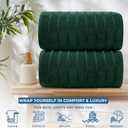 DAN RIVER Pack of 2 Bath Sheet 35x70 Inches, Ribbed Oversized Bath Towels Extra Large, Organic Cotton Towels for Bathroom - Hunter Green