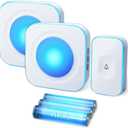 Wireless Doorbell Battery Operated Wireless Doorbell for Home 1200FT Hearing Impaired Doorbell with 1 Doorbell Button & 2 Portable Doorbell,36 Ringtones 4 Volume White FUHONGRUI