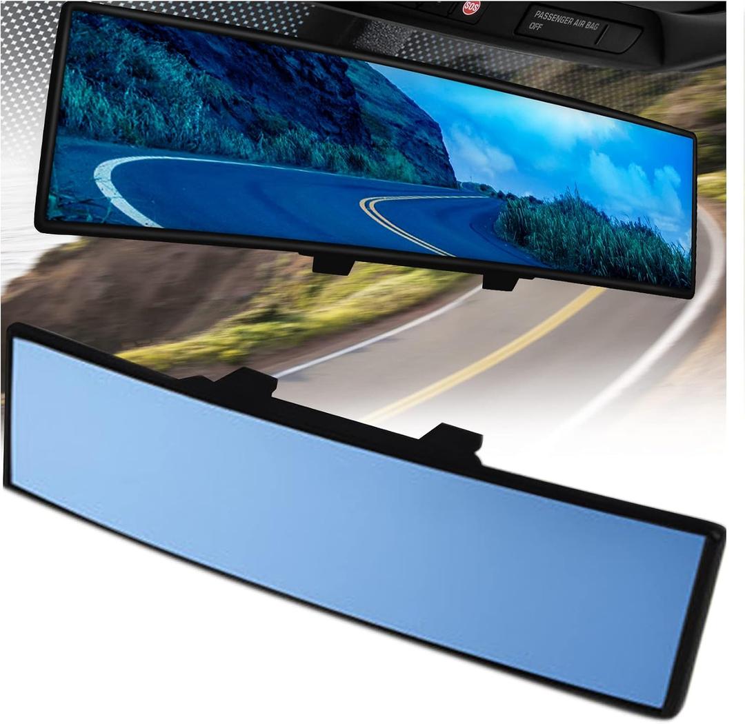 Rear View Mirror, Blu-Ray Car Mirror 12 Inch Anti-Glare Easy To Install, Universal All Car Wide Angle Panoramic Rear View Mirror Accessories