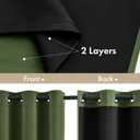 MIULEE Olive Green 100% Blackout Curtains for Bedroom 63 Inch Long, 2 Thick Layers Thermal Insulated Black Out Window Curtains with Black Liner, Noise Reducing Grommet Living Room Drapes 2 Panels Set