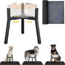 Dog Bowl Stand for Medium Large Dogs with Mat, Adjustable Width Elevated Dog Bowls for 7-10.6" Wide Bowls, Raised Food Water, 11 inch Tall Single Holder, Bowl Not Included