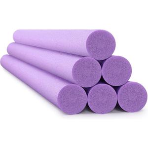 Hanaive 6 Pack Jumbo Floating Pool Noodles Foam Tube 55 x 3.5 Inches Swimming Bright Thick Pool Noodle Bulk Float Heavy Duty for Swim DIY Outdoor Craft Projects (Purple)