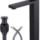 Vessel Sink Faucet Matte Black, ARCORA Single Handle Tall Bathroom Faucet, Single Hole Lavatory Vanity Mixer Tap with Pop Up Drain and Faucet Supply Lines