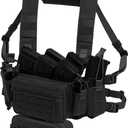 Compact Chest Rig with 5.56/7.62 & Pistol Magazine Pouch Elastic Radio/Flashlight Holder Tactical Dangler Pouch (Black)