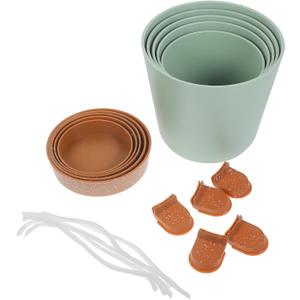 5pcs Self Watering Planters Set with Detachable Clip for Indoor and Balcony Plants, Green Plastic Flower Pots for Home Gardening