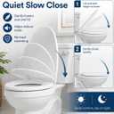 Elongated Toilet Seat, Quiet Slow Close, White Plastic, Comfortable Design