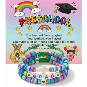 Kindergarten Graduation Gifts Class of 2026, Preschool Graduation Bracelet for Girls, Graduation Gift for Daughter Granddaughter Niece with Gift Card & Present Box (Preschool Graduation Bracelet)