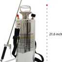 2 Gallon Stainless Steel Sprayer, 20 Wand & 3FT Reinforced Hose, Heavy Duty Hand Pump Sprayer with Pressure Gauge, Safety Valve and Adjustable Nozzle, for Lawn, Garden Watering (Silver-8L)