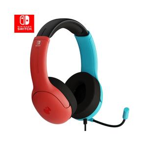 PDP Gaming LVL40 Airlite Stereo Headset for Nintendo Switch/Lite/OLED - Wired Power Noise Cancelling Microphone, Lightweight Soft Comfort On Ear Headphones (Mario Neon - Red & Blue)