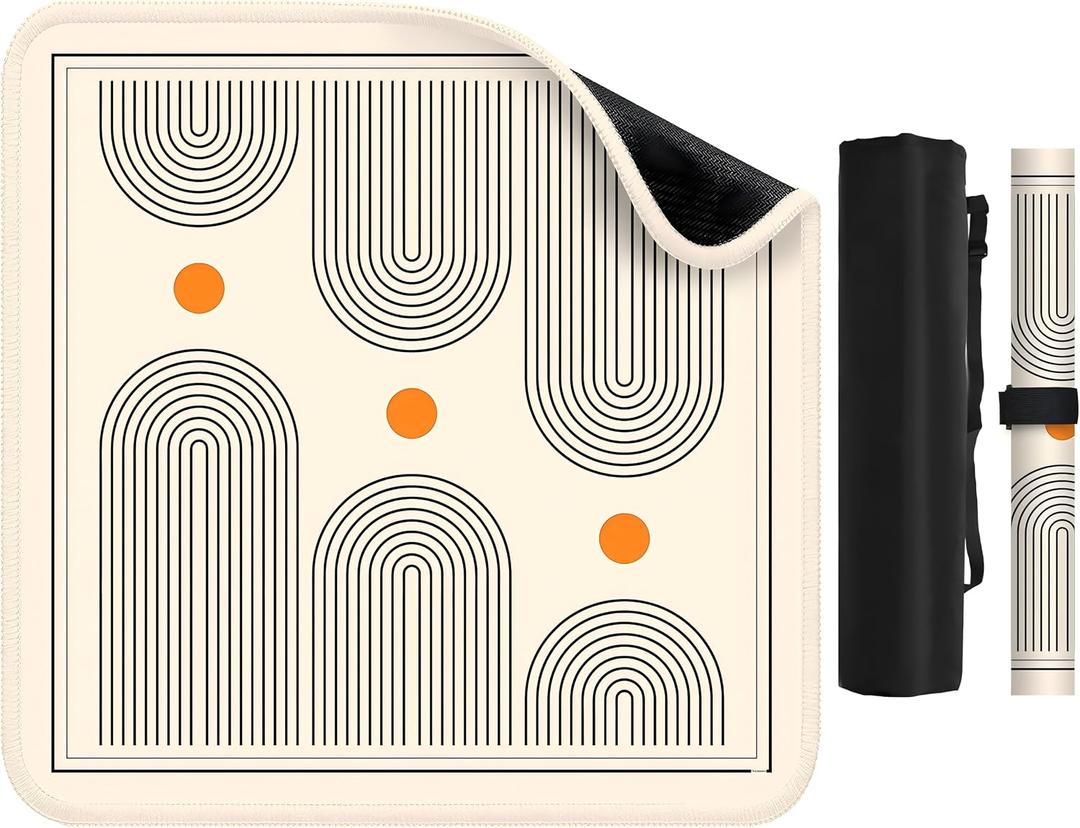 Rolled Shipping Mahjong Mat, 31.5"x31.5", Non-Slip Table Cover with Pockets