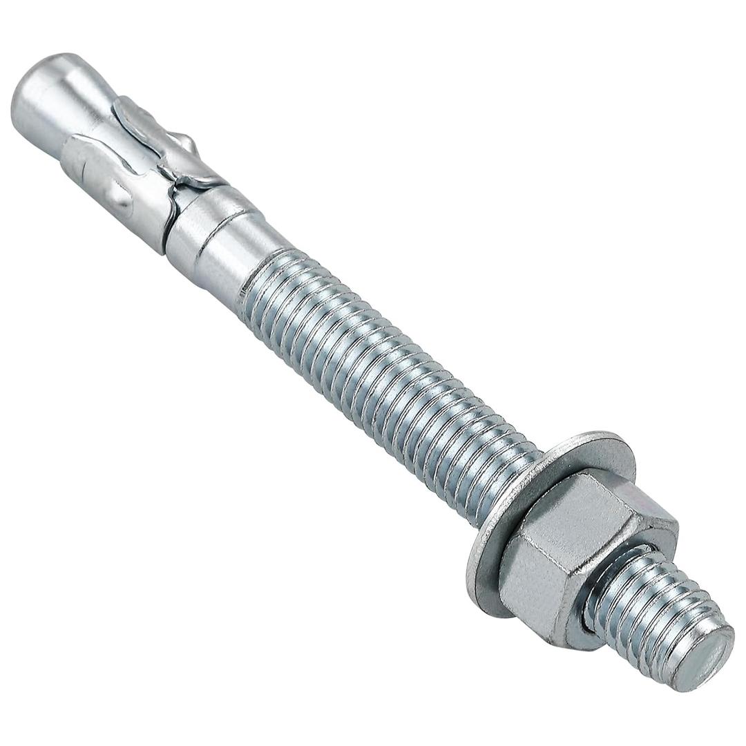 Wensilon 5/8x4-1/2 10Pcs Inch Standard Fasteners for Heavy-Duty Zinc Wedge Anchors for Cement and Concrete