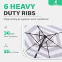 JEAREY 7.5FT Patio Umbrella Outdoor Market Umbrella with 6 Sturdy Ribs, Push Button Tilt/Crank Table Umbrella for Garden, Deck, Backyard and Pool, Black & White Stripe