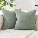 MIULEE Pack of 2 Decorative Linen Burlap Pillow Covers Farmhouse Boho Accent Pillowcases for Sofa Car Couch Bedroom Living Room Decor 16x16 Inch Sage Green 