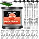 304 Stainless Steel Batting Cage Cable Kit  Batting Cage Netting Wire Tension Kit for Baseball Softball DIY Net Hanging Kit Indoor and Outdoor Backyard Design (35FT)