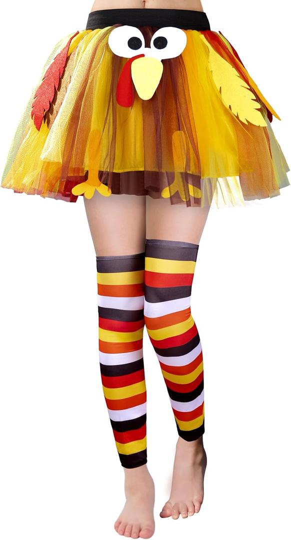 Giggling Getup JOYIN Thanksgiving Turkey Tutu & Socks Set, Thanksgiving Outfit Turkey Leg Warmer for Girls Cosplay, Holiday Tutus, Dress Up Party, Girls Cosplay Party Accessories, Trot Costumes