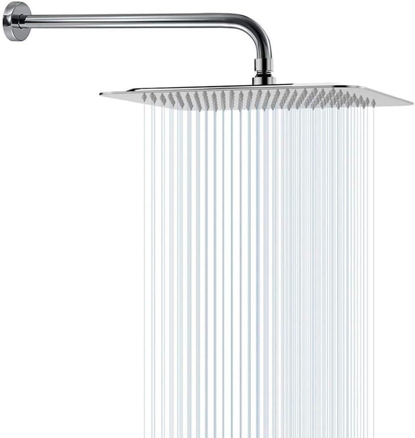 NearMoon Square Rain Shower Head With Extension Arm, Large Stainless Steel Rainfall Shower-Waterfall Full Body Coverage (12 Inch, Chrome)