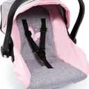 Bayer Design 67933AA Toy, Car Seat Easy Go for Neo Vario Pram with Cover, Doll Accessories, Pink, Grey with Butterfly,Grey/Pink, for dolls up to 18"