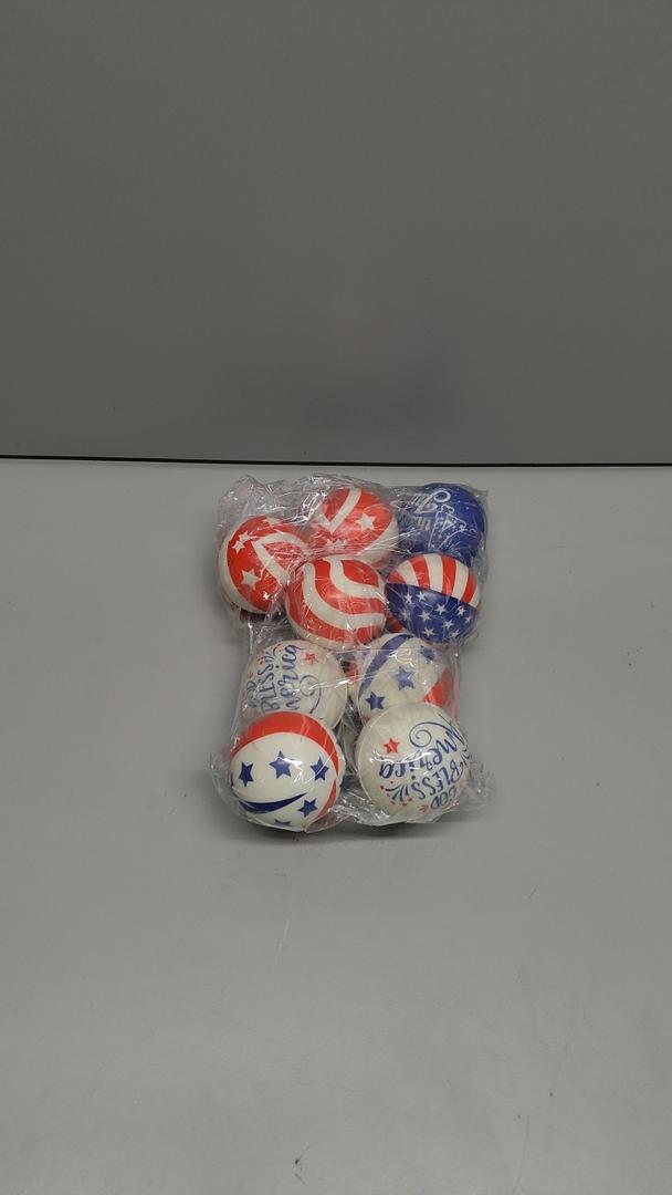 Mini Beach Stress Balls 2.5 Inch Foam PU Relief Stress Ball Mini Rainbow Blow Up Beach Balls Toys for Girls Boys Patriotic Party Favors Summer Pool Games 9Pcs