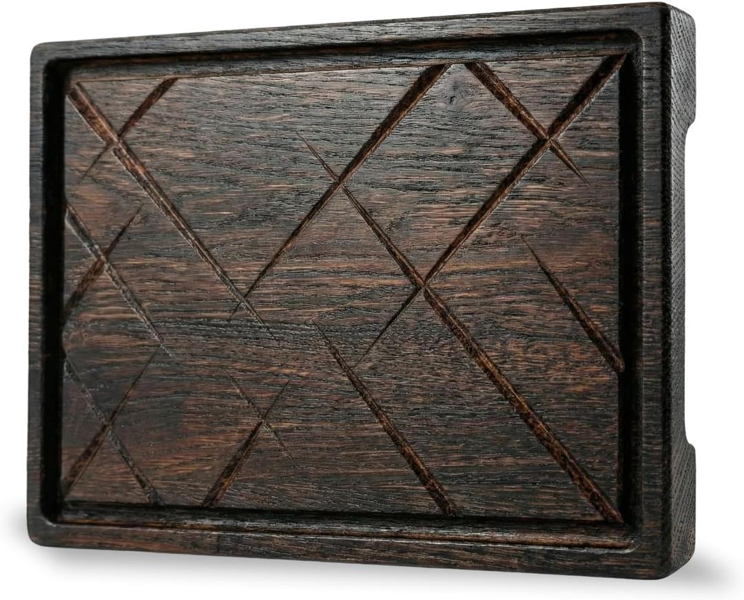 TESLYAR Wooden Steak Board  Steak Cutting Board & BBQ Serving Platter  Solid Wood Charcuterie Board & Meat Serving Plate (Medium) (11.8"L x 7.9"W)