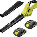 SEYVUM Leaf Blower, 20V Cordless Blower with 2 x 2.0Ah Battery, Electric Leaf Blowers for Lawn Care, 320 CFM 150 MPH Battery Powered Leaf Blower, for Patio, Garden Cleaning, Light Lemon Green