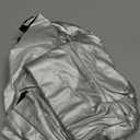 MakeMeChic Women's Faux Leather Skirt Y2K Mini Skirt Elastic High Waist A Line Flowy Skort Shorts, Large, Silver