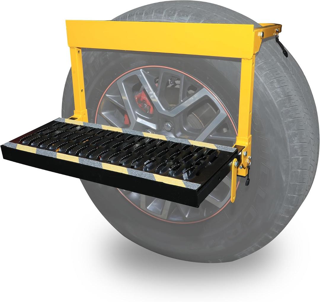 Heavy Duty Truck Tire Step,Wheel Step for Truck,SUV,RV & Pickup,Non-Slip Steel Surface,Adjustable to Fit Tire from 8”to 13”Rated up to 350 Lbs,5-Level Height Adjustment