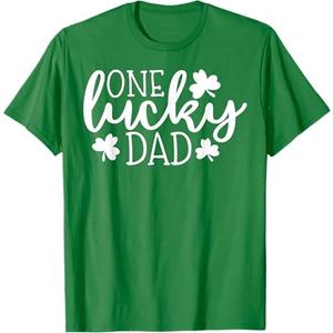 One Lucky Dad Shirt St Patricks Day Shirt Men Daddy T-Shirt (Kelly Green, Medium)