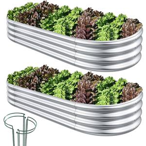 Raised Garden Bed, 2 Pcs 731ft Outdoor Galvanized Planter Boxes, Galvanized Garden Beds Outdoor with Metal Plant Stakes, Large Garden Beds for Vegetables