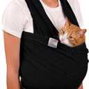 Cat Sling Carrier for Small Pets Anti-Anxiety Cat Sling, Kitten Pouch Pet Sling in Gray Black Blue Green Pink Yellow (Black, Large)