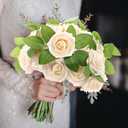 2 x 100 Pcs Artificial Foam Rose Flower Faux Bouquet Wedding Fake Rose Gift for Mother's Day Women DIY Bridal Shower Party Table Birthday Home Spring Decor (Champagne)