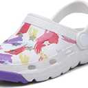 ChayChax Kid's Garden Clogs Cute Slides Sandals Toddlers Beach Pool Shower Shoes with Non-Slip Sole, 9.5-10 Toddler, White