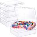 Jetec 6 Pieces Mini Plastic Clear Beads Storage Containers Box for Collecting Small Items, Beads, Jewelry, Business Cards, Game Pieces, Crafts (5 x 4 x 1.3 Inch)