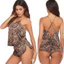 Ekouaer Silk Pajamas Set for Women Satin Backless Lingerie Pjs Cami Top and Shorts Nightwear, Size L